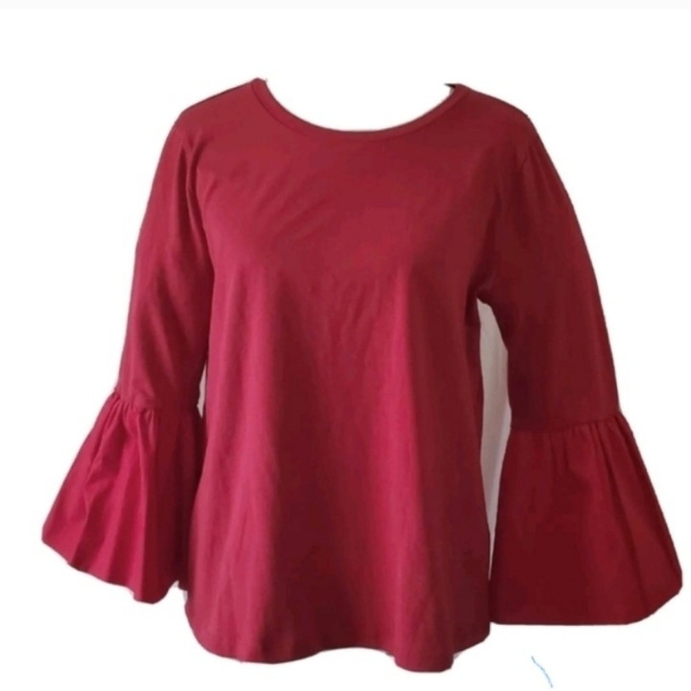 ANTHROPOLOGIE Bell Sleeve Top Cotton - Picture 4 of 4